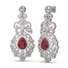 Image 2 : 13.62 ctw Ruby & Diamond Earrings 18K White Gold
