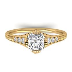 1.25 ctw Certified VS/SI Diamond Art Deco Ring 14k Yellow Gold