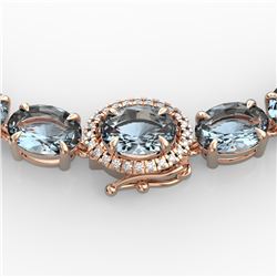 64 ctw Aquamarine & VS/SI Diamond Eternity Micro Necklace 14k Rose Gold