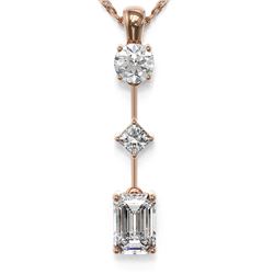 1.16 ctw Emerald Cut Diamond Designer Necklace 18K Rose Gold