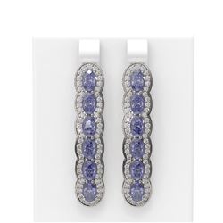 9.25 ctw Tanzanite & Diamond Earrings 18K White Gold