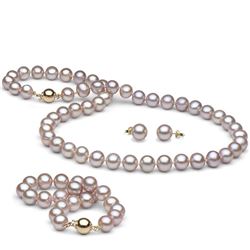 Lavender Freshwater Pearl 3-Piece Jewelry Set, 8.5-9.0mm