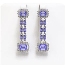 11.26 ctw Tanzanite & Diamond Earrings 14K White Gold
