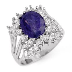 4.44 ctw Tanzanite & Diamond Ring 14k White Gold