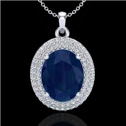 4.50 ctw Sapphire & Micro Pave VS/SI Diamond Necklace 18k White Gold