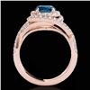 Image 2 : 2 ctw SI Certified Blue Diamond Solitaire Halo Ring 10k Rose Gold