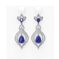 8.96 ctw Sapphire & Diamond Earrings 18K White Gold