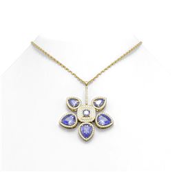11.33 ctw Tanzanite Diamond Necklace 18K Yellow Gold