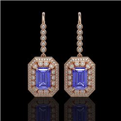 11.66 ctw Tanzanite & Diamond Victorian Earrings 14K Rose Gold