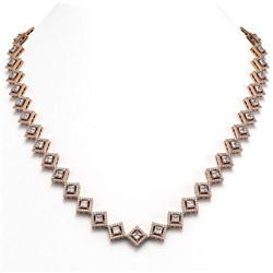 19.27 ctw Princess Cut Diamond Micro Pave Necklace 18K Rose Gold
