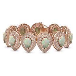 46.44 ctw Certified Opal & Diamond Victorian Bracelet 14K Rose Gold