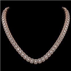 26.11 ctw Emerald Cut Diamond Micro Pave Necklace 18K Rose Gold