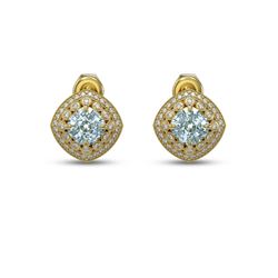4.39 ctw Aquamarine & Diamond Victorian Earrings 14K Yellow Gold