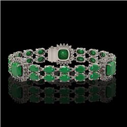 21.83 ctw Emerald & Diamond Bracelet 14K White Gold