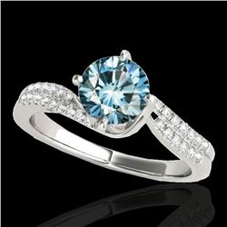1.2 ctw SI Certified Fancy Blue Diamond Bypass Ring 10k White Gold