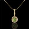 Image 2 : 2.25 ctw Tourmaline & Diamond Victorian Necklace 14K Yellow Gold