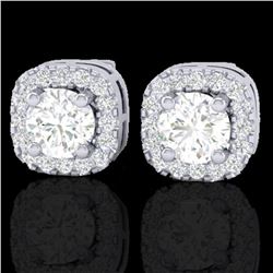0.75 ctw Micro Pave VS/SI Diamond Earrings Designer Halo 18k White Gold