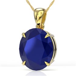 9 ctw Sapphire Designer Solitaire Necklace 18k Yellow Gold