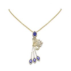 9.99 ctw Sapphire & Diamond Necklace 18K Yellow Gold