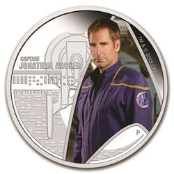 2015 Tuvalu 1 oz Silver Star Trek Colorized Capt. Archer Proof