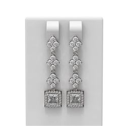 3.84 ctw Princess Diamond Earrings 18K White Gold