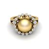 Image 1 : 0.83 CT Micro Pave VS/SI Diamond & Golden Pearl Ring 18k Yellow Gold