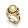Image 2 : 0.83 CT Micro Pave VS/SI Diamond & Golden Pearl Ring 18k Yellow Gold