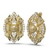 Image 2 : 3 ctw Diamond & Pearl Earrings 18K Yellow Gold