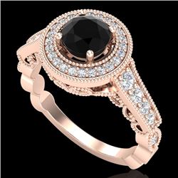 1.12 ctw Fancy Black Diamond Engagment Art Deco Ring 18k Rose Gold