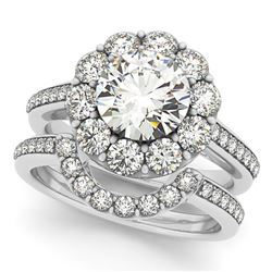 3.05 ctw Certified VS/SI Diamond 2pc Wedding Set Halo 14k White Gold