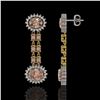 Image 2 : 8.35 ctw Morganite & Diamond Earrings 14K Yellow Gold