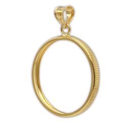 14K Gold Prong Polished Coin Bezel - 14 mm
