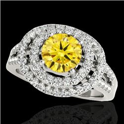 1.75 ctw Certified SI/I Fancy Intense Yellow Diamond Ring 10k White Gold
