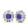 Image 2 : 12.23 ctw Sapphire & Diamond with Pearl Earrings 18K White Gold