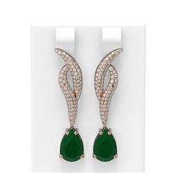 6.79 ctw Emerald & Diamond Earrings 18K Rose Gold