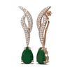 Image 2 : 6.79 ctw Emerald & Diamond Earrings 18K Rose Gold