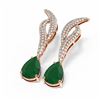 Image 3 : 6.79 ctw Emerald & Diamond Earrings 18K Rose Gold