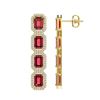 Image 2 : 12.41 ctw Tourmaline & Diamond Micro Pave Halo Earrings 10k Yellow Gold