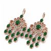 Image 3 : 20.7 ctw Emerald & Diamond Earrings 18K Rose Gold