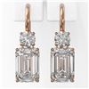 Image 2 : 1.8 ctw Emerald Cut Diamond Designer Earrings 18K Rose Gold