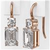 Image 3 : 1.8 ctw Emerald Cut Diamond Designer Earrings 18K Rose Gold