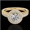 Image 1 : 1.5 ctw Certified Diamond Solitaire Halo Ring 10k Yellow Gold