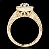 Image 2 : 1.5 ctw Certified Diamond Solitaire Halo Ring 10k Yellow Gold