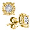 Image 1 : Yellow-tone Sterling Silver Round Diamond Solitaire Circle Frame Stud Earrings 1/10 Cttw
