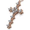 Image 3 : 2 ctw Princess Diamond Designer Cross Necklace 18K Rose Gold