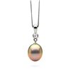 Image 1 : Metallic Peach Freshwater Pearl Drop-Shape Diamond Bezel Pendant