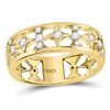 Image 1 : 14kt Yellow Gold Round Diamond Studded Star Band Ring 1/3 Cttw