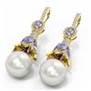 Image 3 : 6.82 ctw Tanzanite & Diamond Earrings 18K Yellow Gold