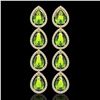 Image 1 : 8.4 ctw Peridot & Diamond Micro Pave Halo Earrings 10k Yellow Gold