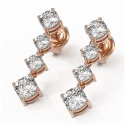 3.78 ctw Cushion Diamond Earrings 18K Rose Gold